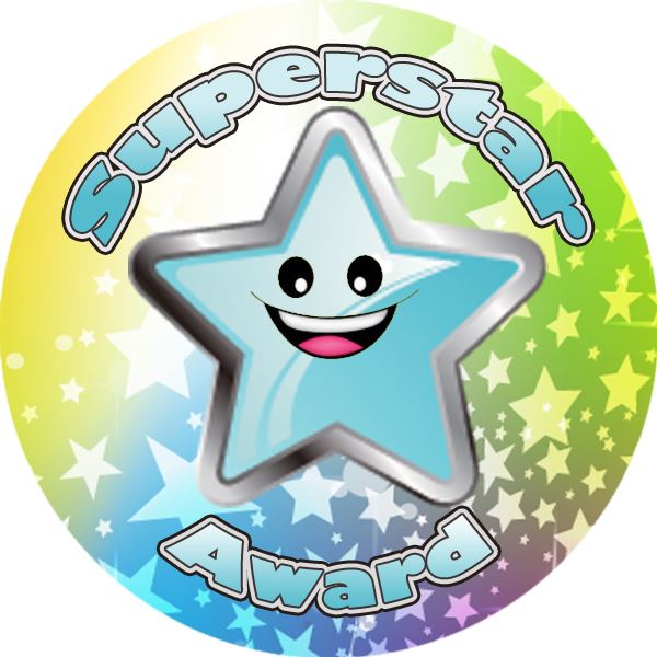 144 Superstar Awards 30mm Reward Stickers for Teachers, Parents and Party Bags