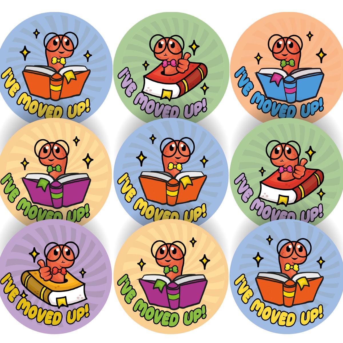 144 I've moved up - Reading  progress 30mm Reward Stickers for School Teachers, Parents and Nursery