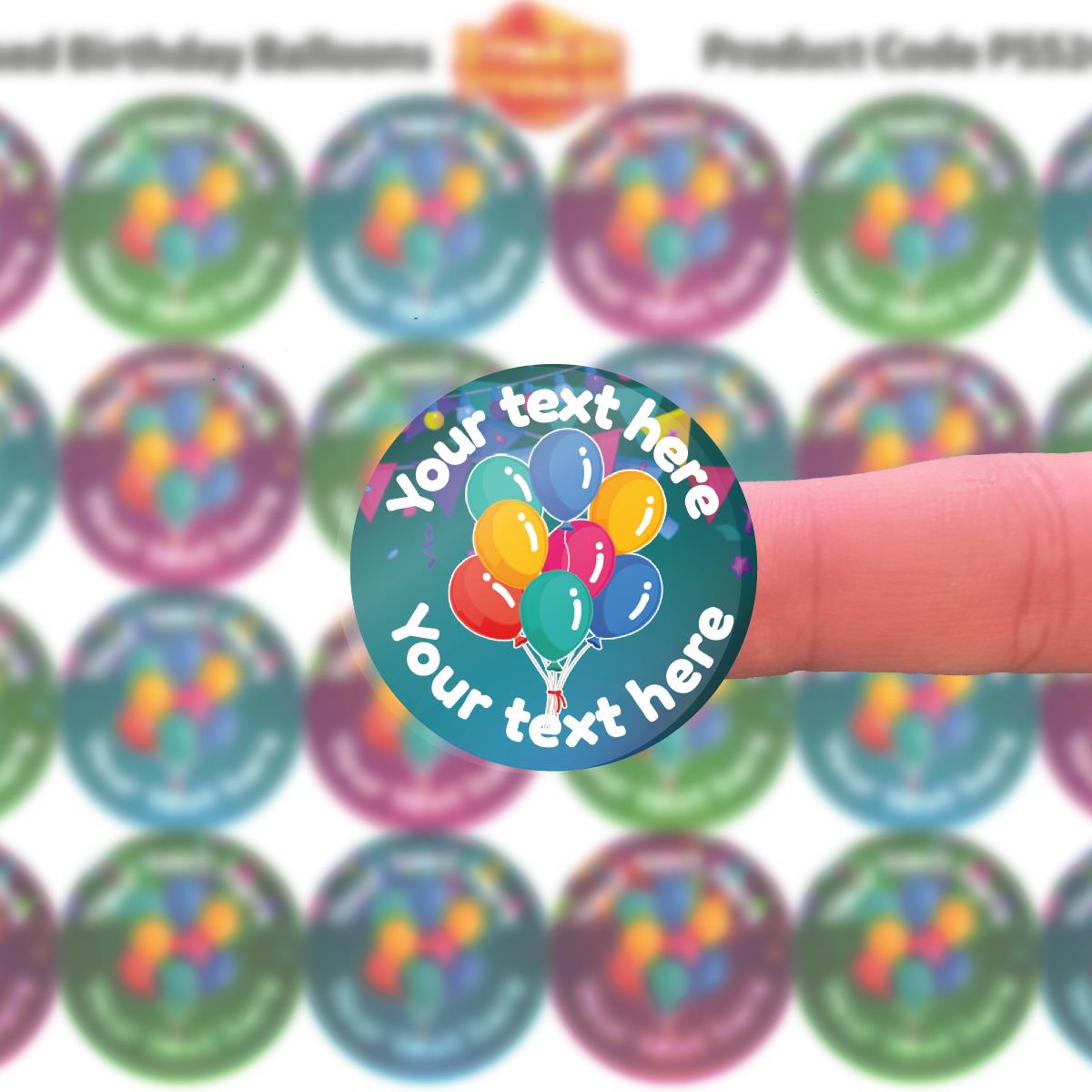 144 Personalised Birthday Balloons 30mm Reward Stickers for School Teachers, Parents and Nursery
