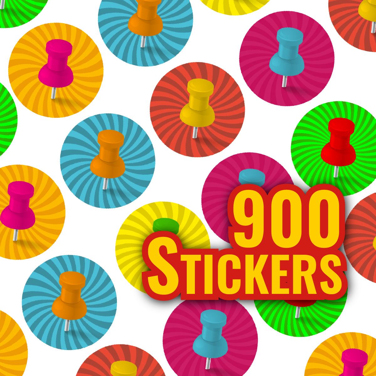 900 Colourful Pin themed stickers 10mm Glossy Spot Stickers - Journal Tracker dots