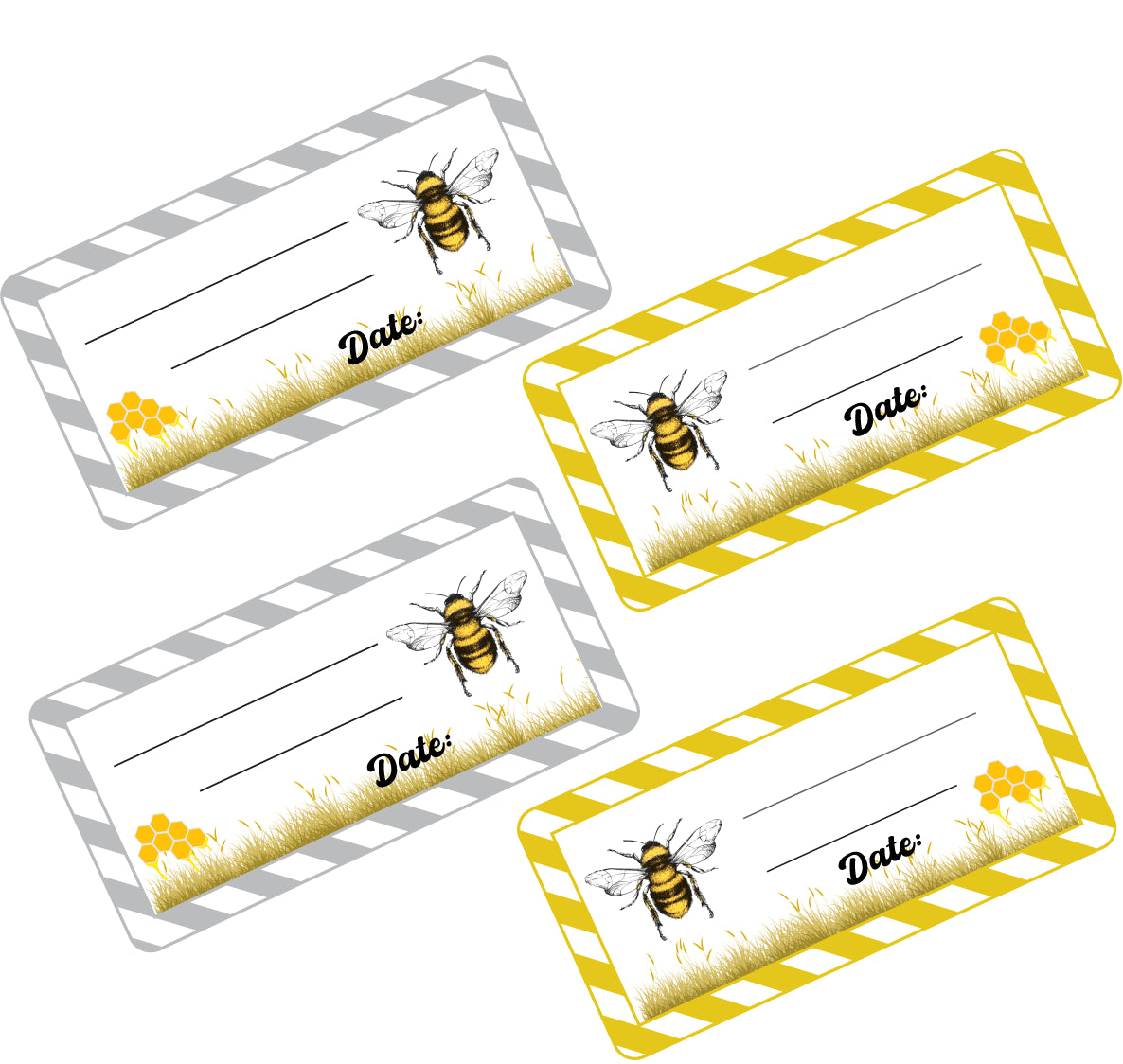72 Honey Bee Jar Labels, Food Jar Sticker 60mm x 28mm