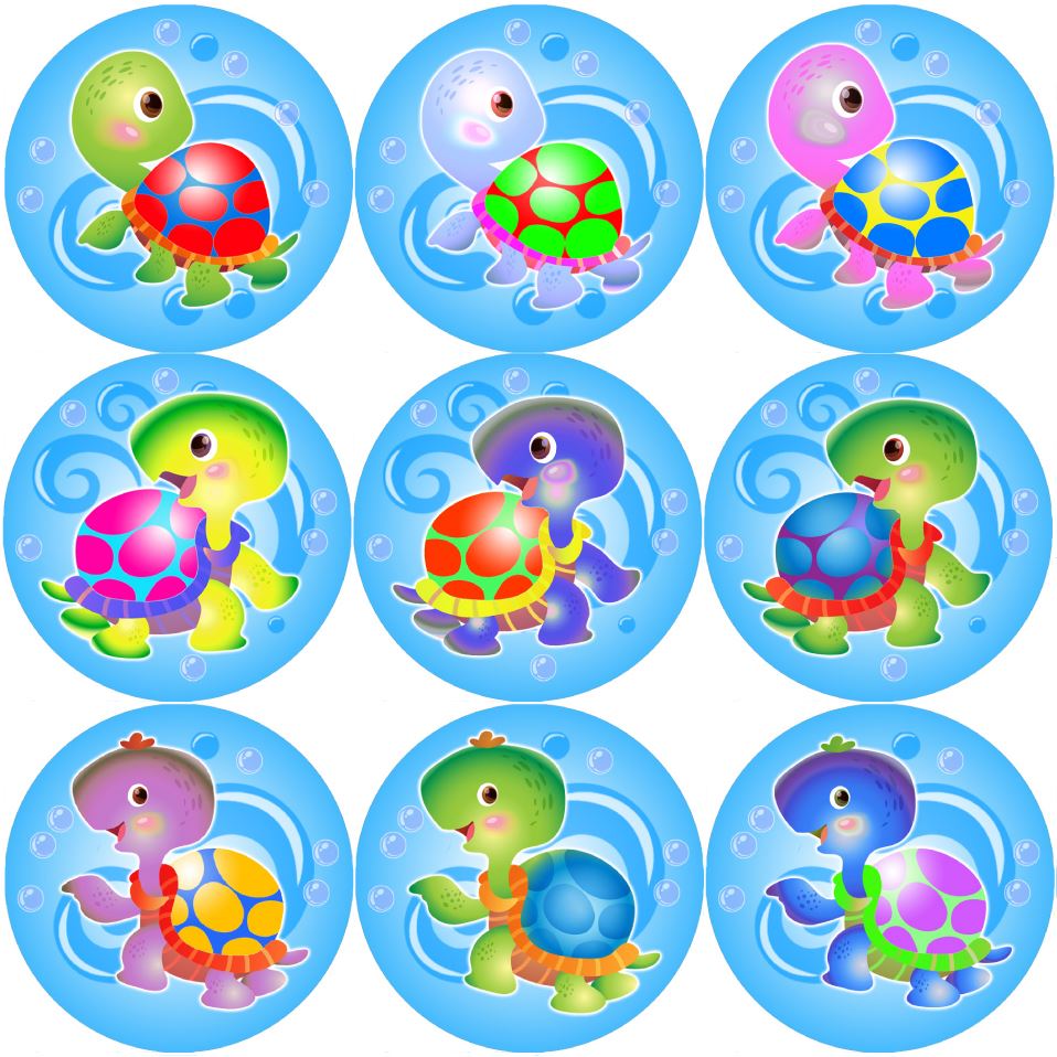 144 Colourful Turtles 30mm Stickers for Teachers, Parents and Party Bags