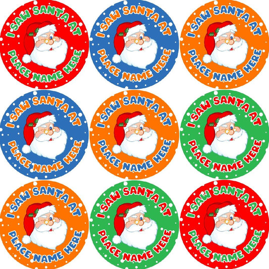 144 Personalised I Saw Santa At 30mm Christmas Reward Stickers for School Teachers, Parents and Nursery