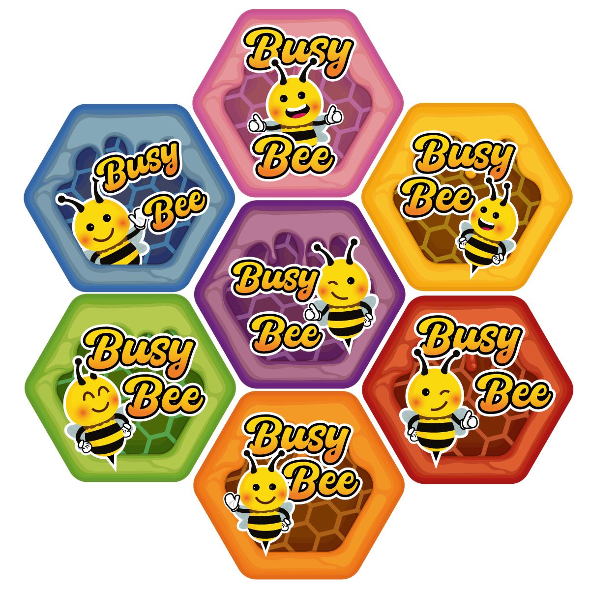 294 Honeybees 25mm Hexagon Shaped Children's BusyBee Reward Stickers for School Teachers or Nurses