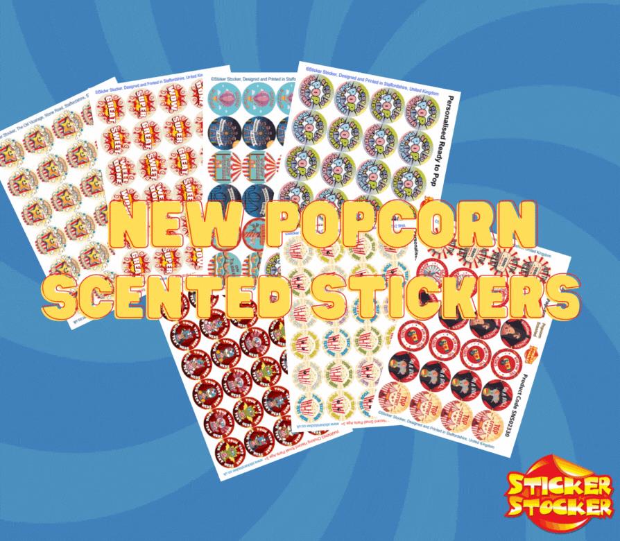 120 Popcorn Well Done 30mm Popcorn Scented Reward Stickers for Teachers, Parents and Party Bags