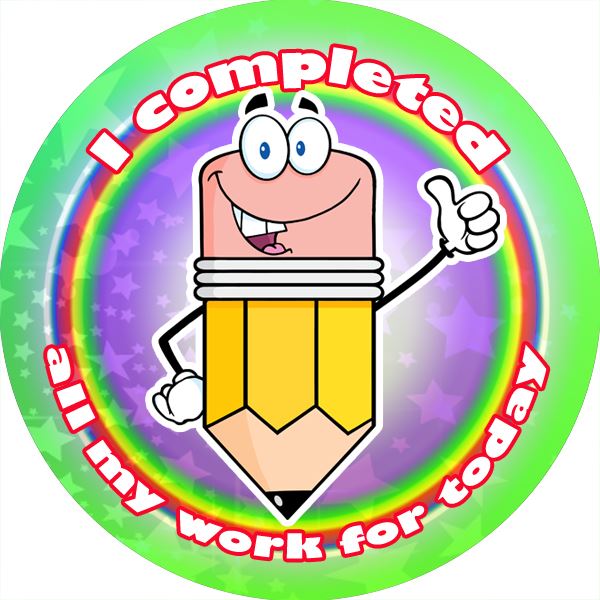 144 I Completed all my Work 30mm Reward Stickers for School Teachers and Parents