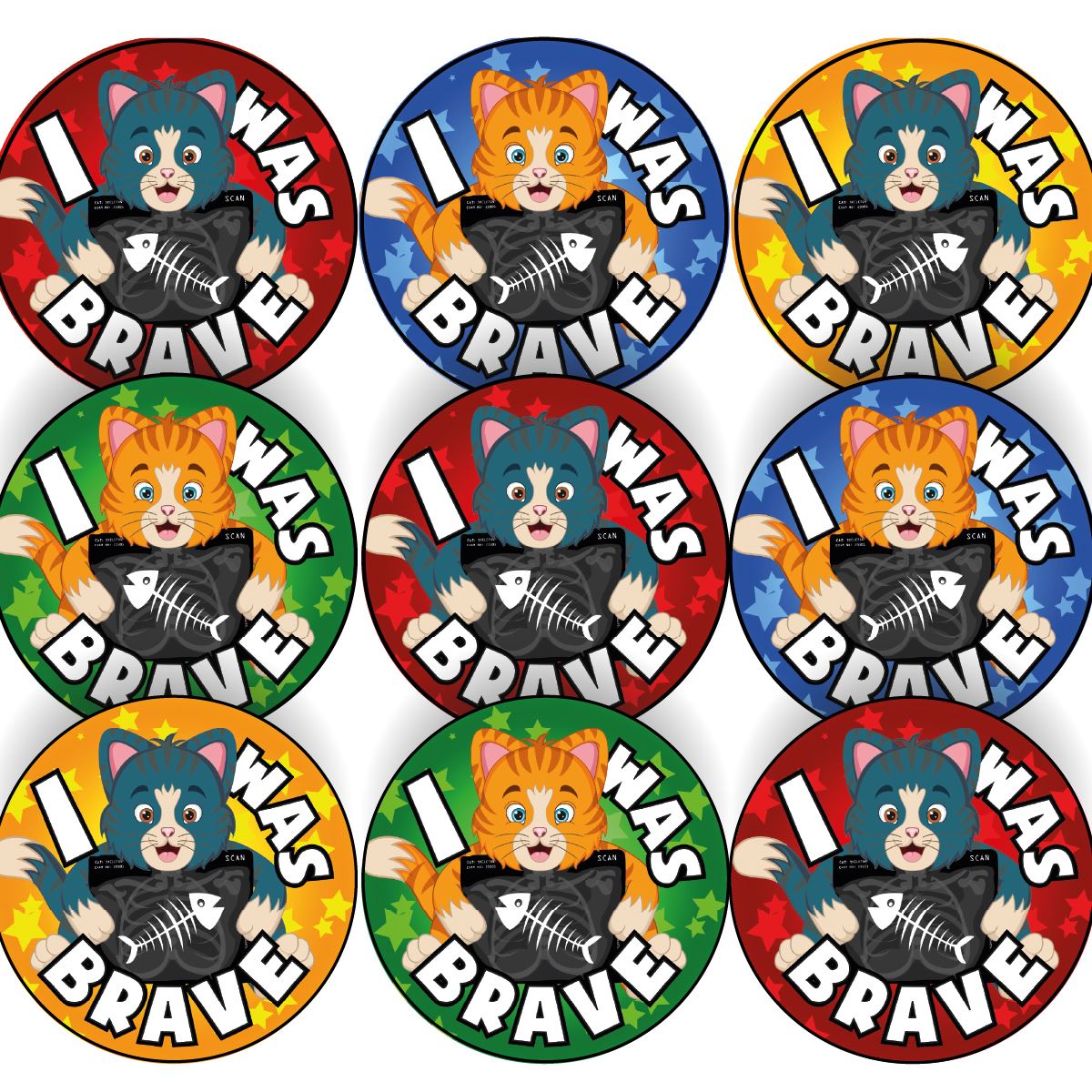 144 Cat Scan X-Ray Bravery Award 30 mm Reward Stickers for Nurses, Doctors or Dentists