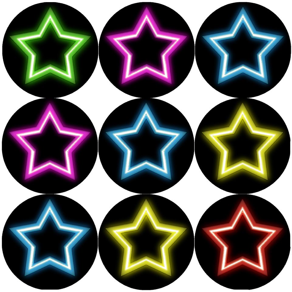 144 Neon Stars 30mm Round Children's Reward Stickers for Teachers, Parents and Party Bags