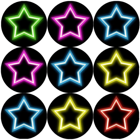 144 Neon Stars 30mm Round Children's Reward Stickers for Teachers, Parents and Party Bags