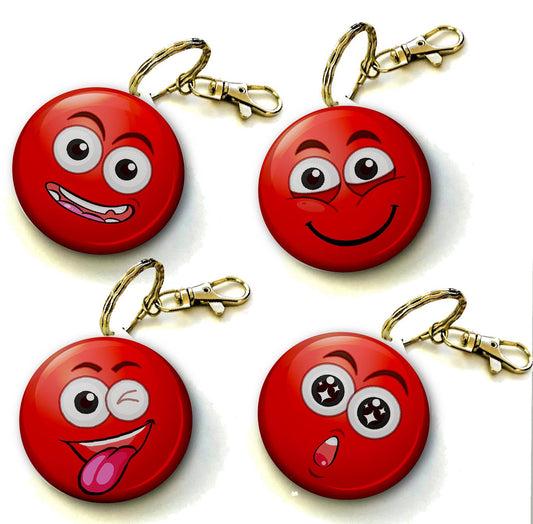 Red Clown Nose Keyring 38mm  (Pack of 8 Key Rings - 38mm)