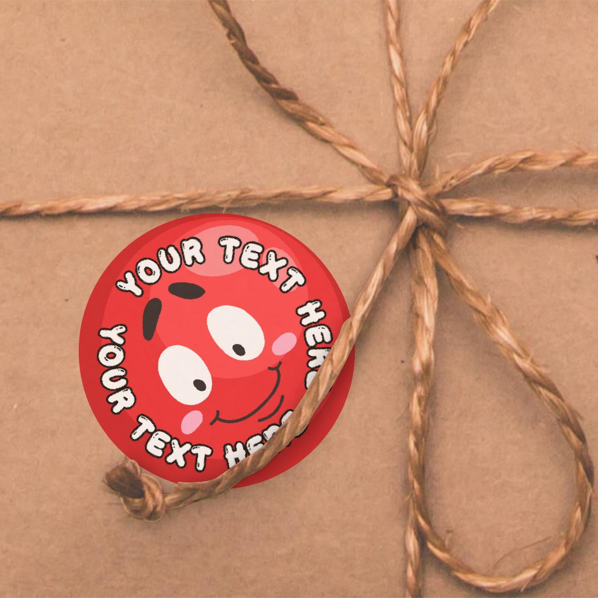 120 Strawberry Scented Personalised Stickers - Smiley Red Clown Noses  - Personalised 30mm Scented  Stickers - For Teachers Nursery Parents