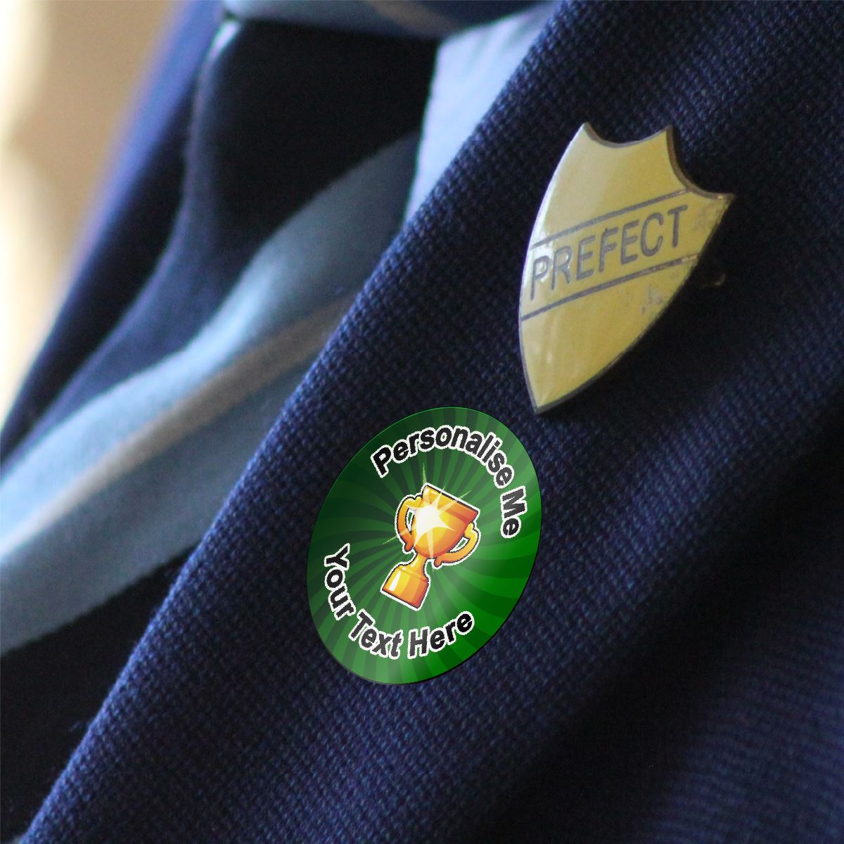 144 Golden Trophy Personalised 30mm Reward Stickers for School Teachers, Parents and Nursery