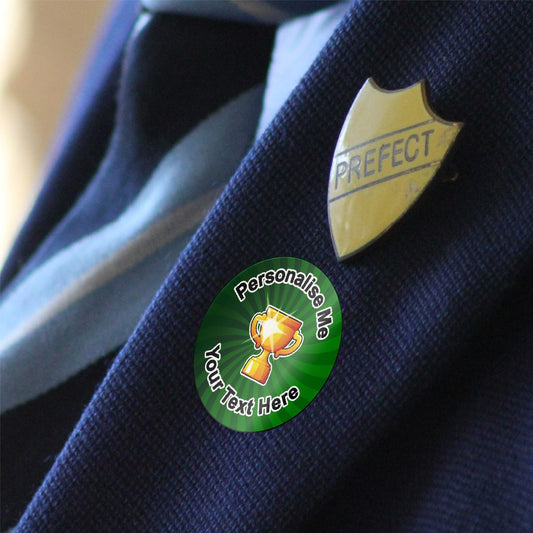 144 Golden Trophy Personalised 30mm Reward Stickers for School Teachers, Parents and Nursery