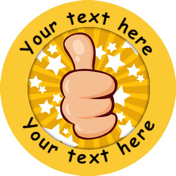 144 Personalised Thumbs Up 30mm Reward Stickers for School Teachers, Parents and Nursery