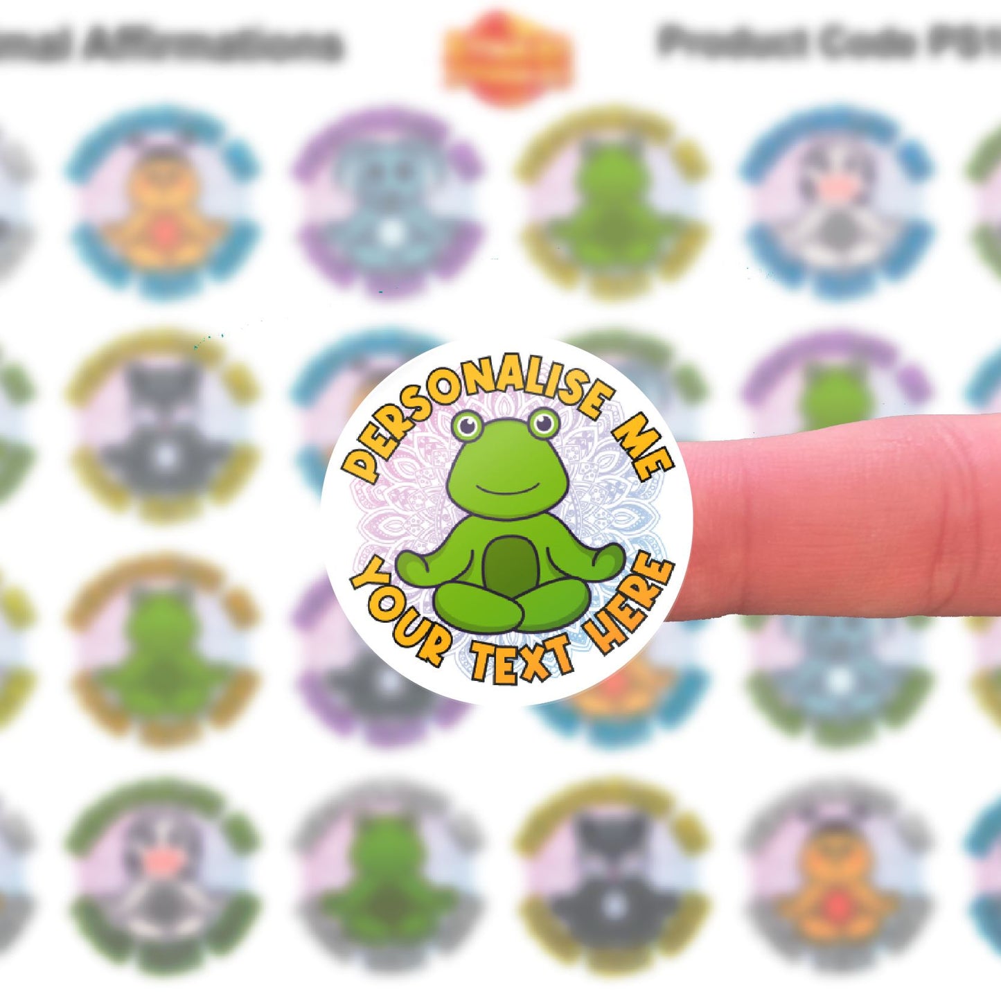 144 Personalised Animal Affirmations Craft 30mm Glossy Stickers Labels Yoga Meditate