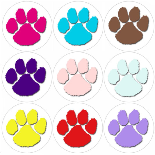 144 Paw Prints 30mm Round Children's Reward Stickers - Teachers or Parents