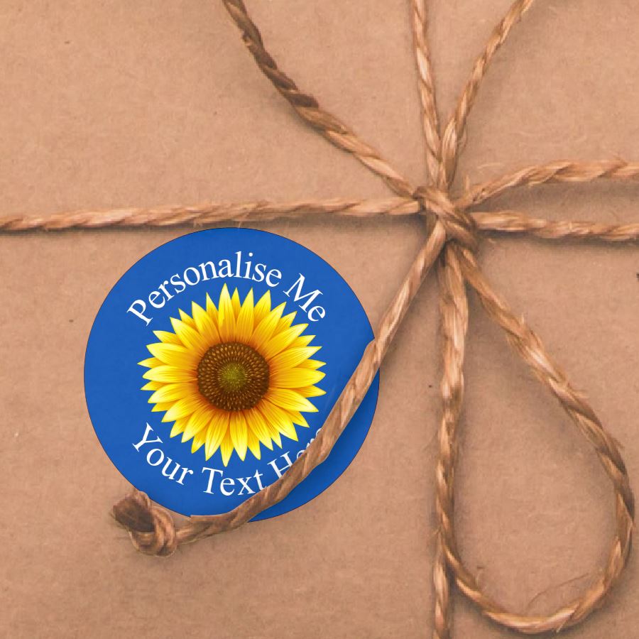 144 Sunflower Personalised 30mm Glossy Stickers Crafting Gift Packaging Seal Labels
