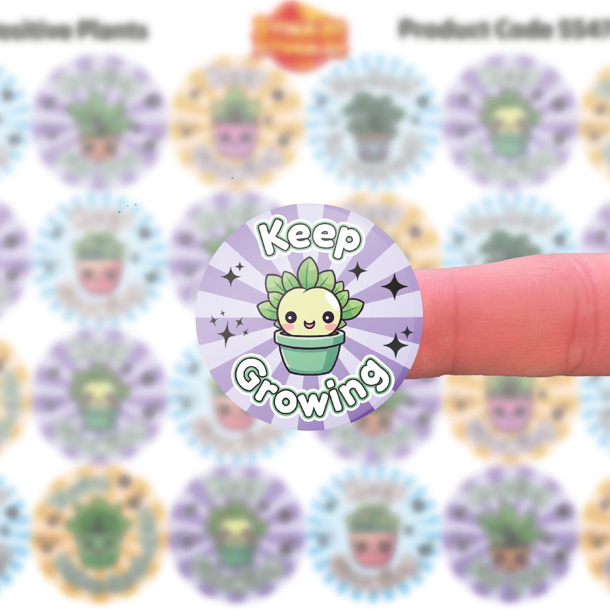 144 Positive Plants Reward Stickers 30mm Positivity Reward Stickers for Teachers or Parents