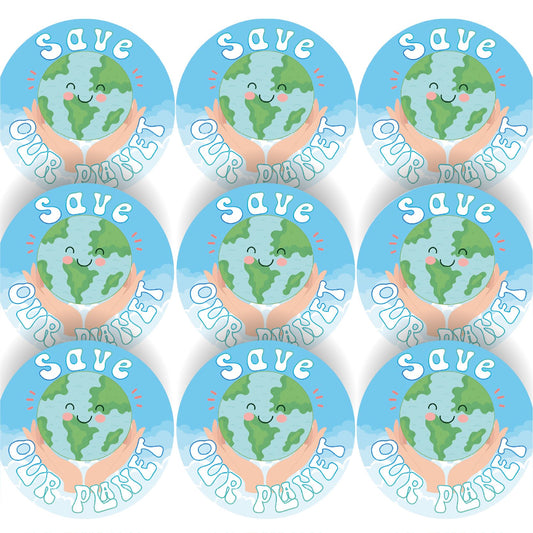 144 Save Our Planet 30mm Reward Stickers for School Teachers, Parents and Nursery