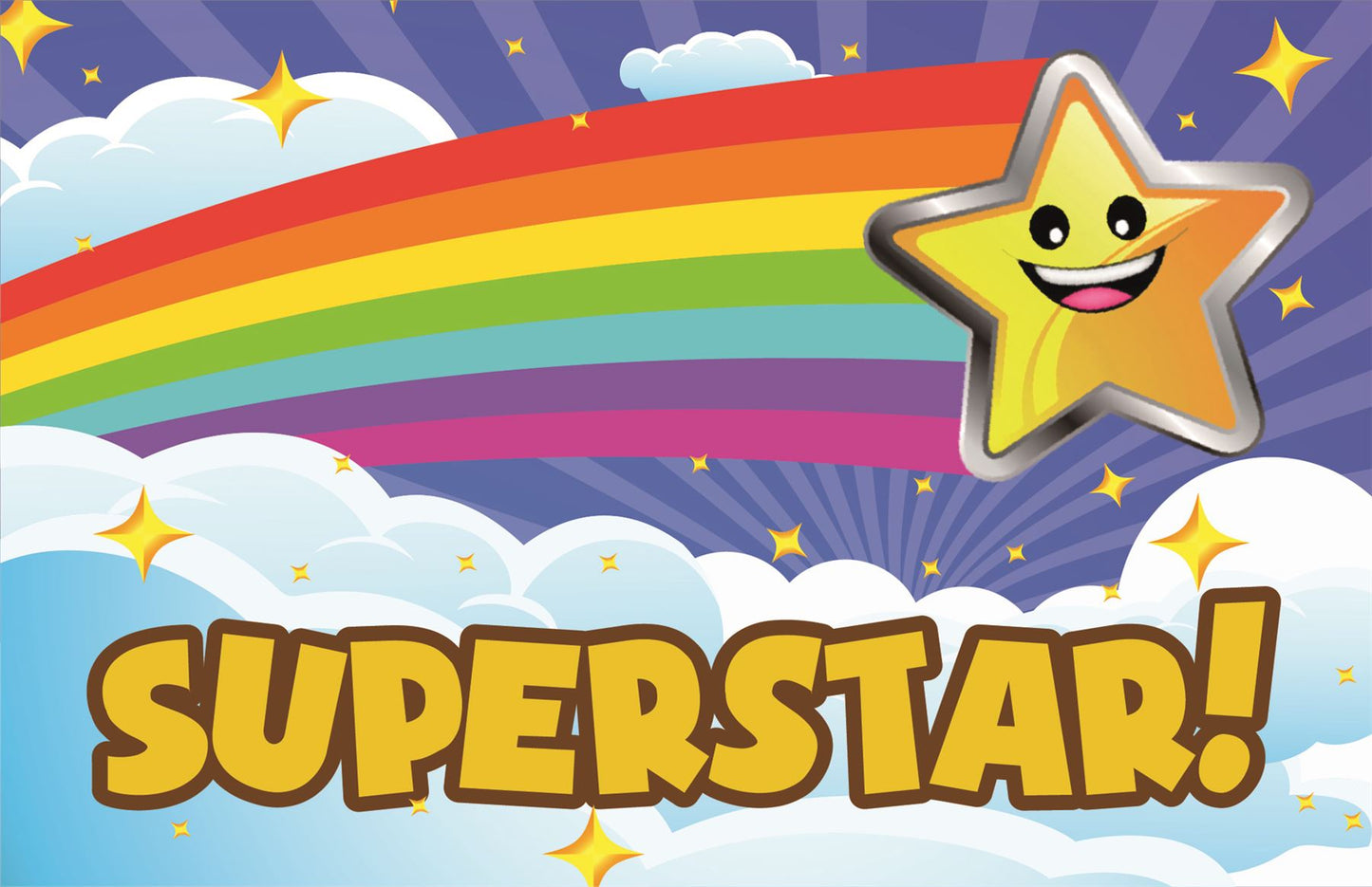 30 Superstar award cards for school teachers, wallet sized glossy reward cards