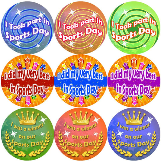 144 Sports Day 30mm Reward Stickers for Teachers, Parents and Schools