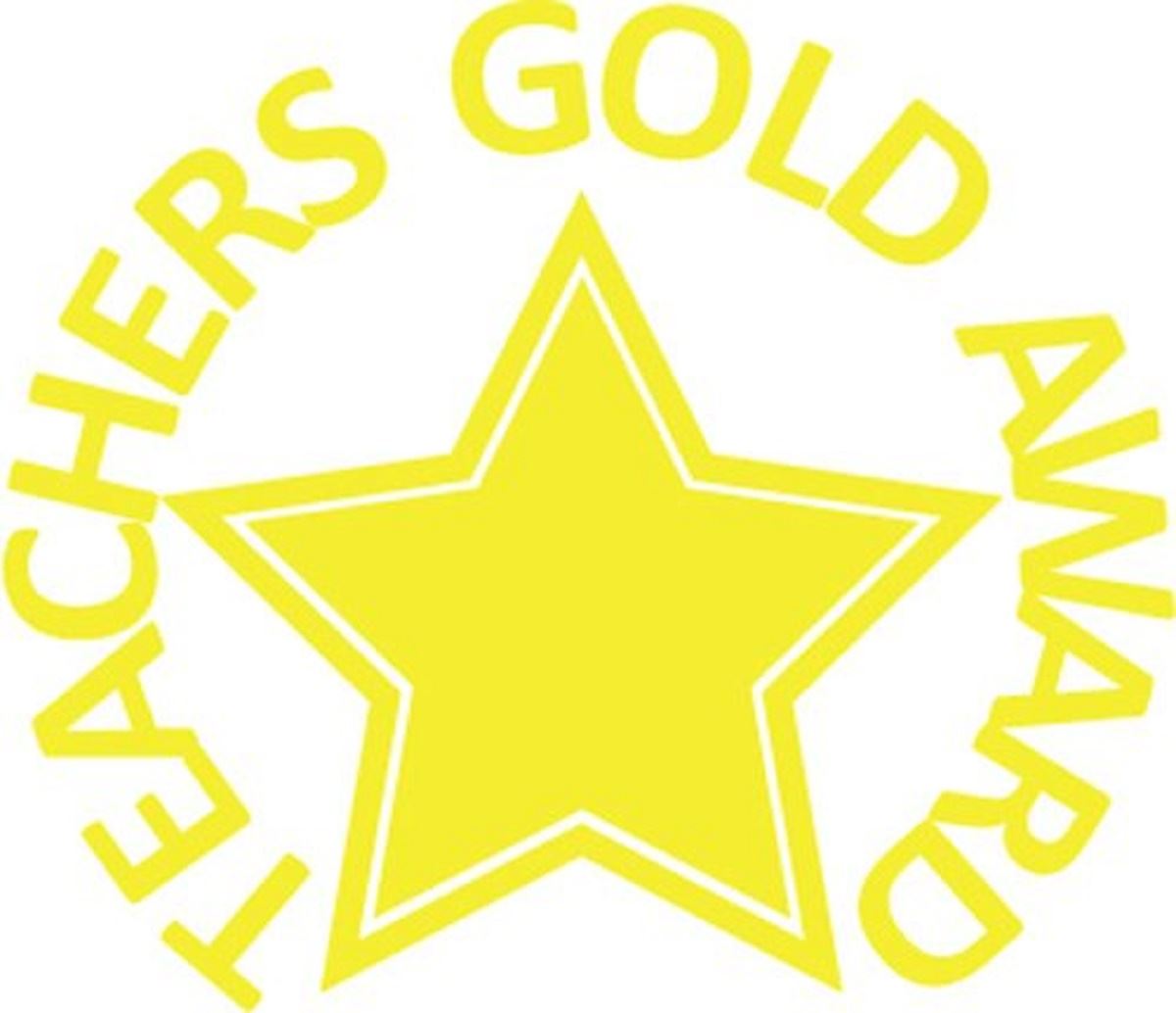 Teachers Gold Award - Self inking teacher reward xstamper xclamations stamp
