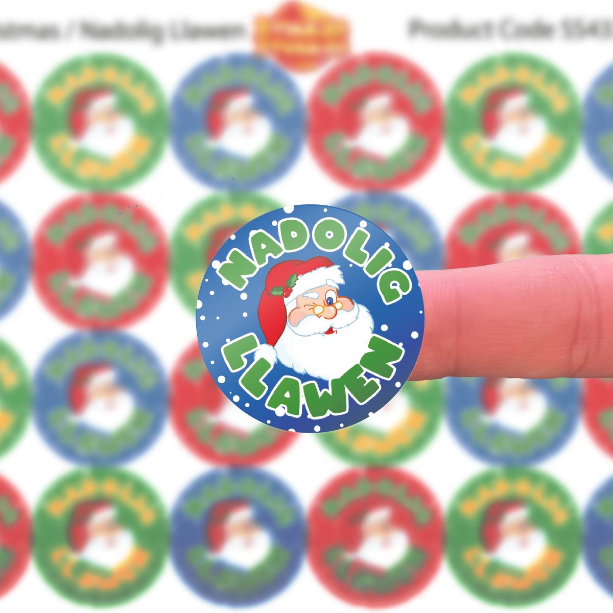 144 Merry Christmas/Nadolig Llawen Welsh 30mm Reward Stickers for Teachers, Parents