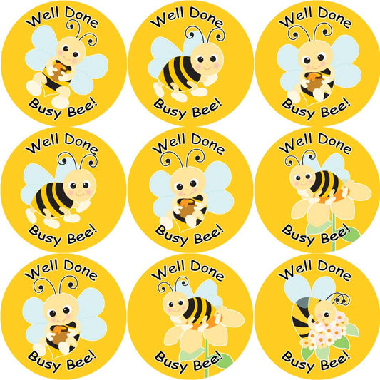 144 Well Done Busy Bee 30mm Reward Stickers for School Teachers, Parents and Nursery