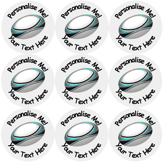 144 Personalised Rugby 30mm Reward Stickers for School Teachers, Party Bag, Parents and Nursery