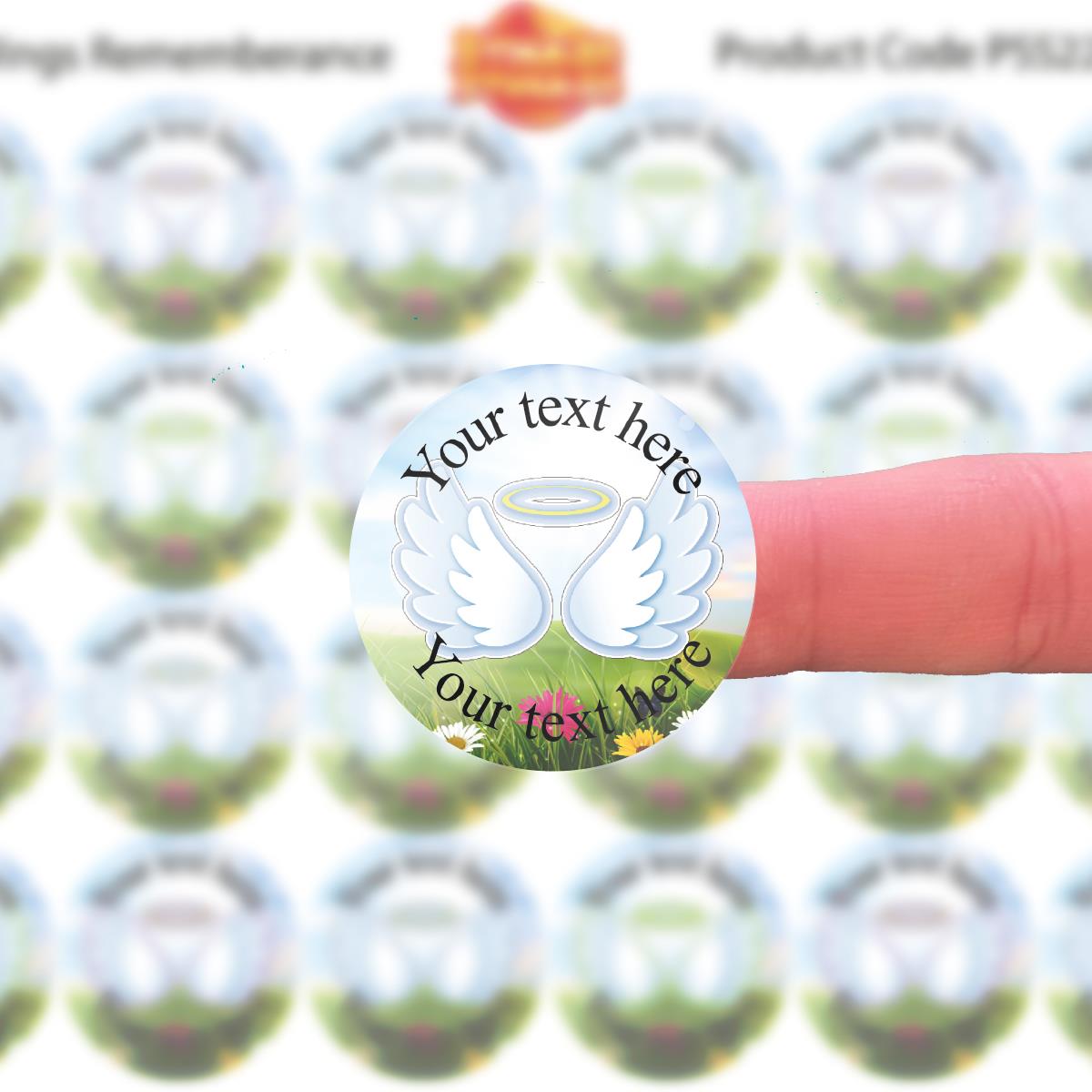 144 Angel Wings Remembrance Memorial Personalised 30mm Stickers