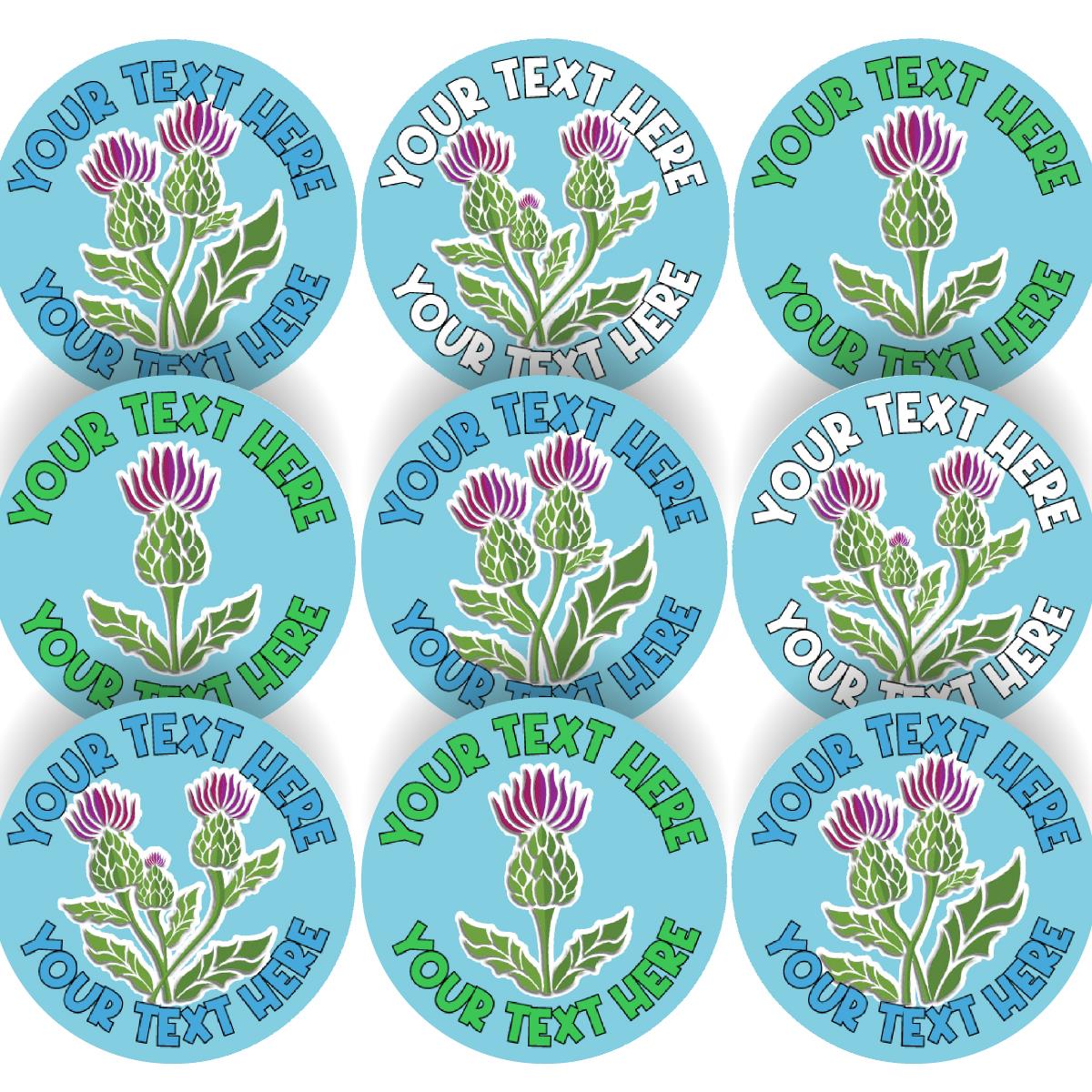 144 Personalised Scottish Thistle 30mm Reward Stickers for School Teachers, Parents