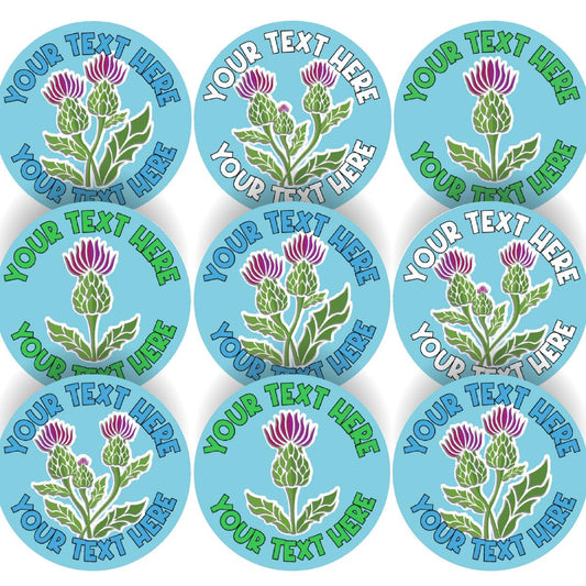 144 Personalised Scottish Thistle 30mm Reward Stickers for School Teachers, Parents