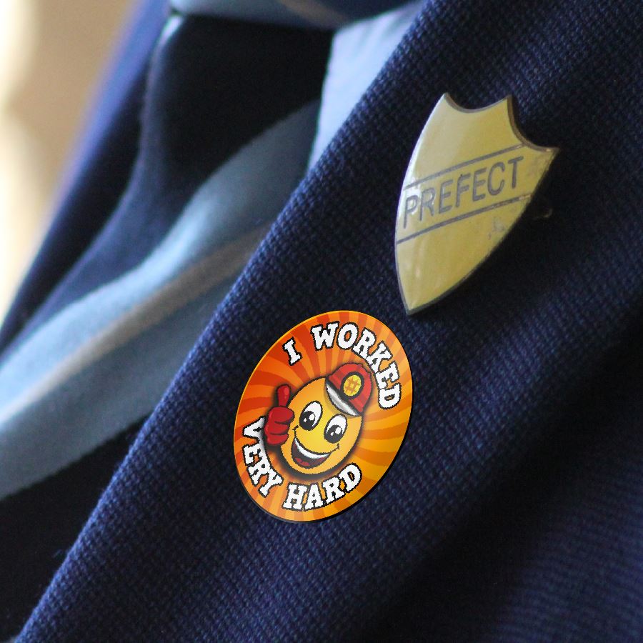 144 I Worked Very Hard - 30mm - Glossy Reward Stickers for Teachers & Parents