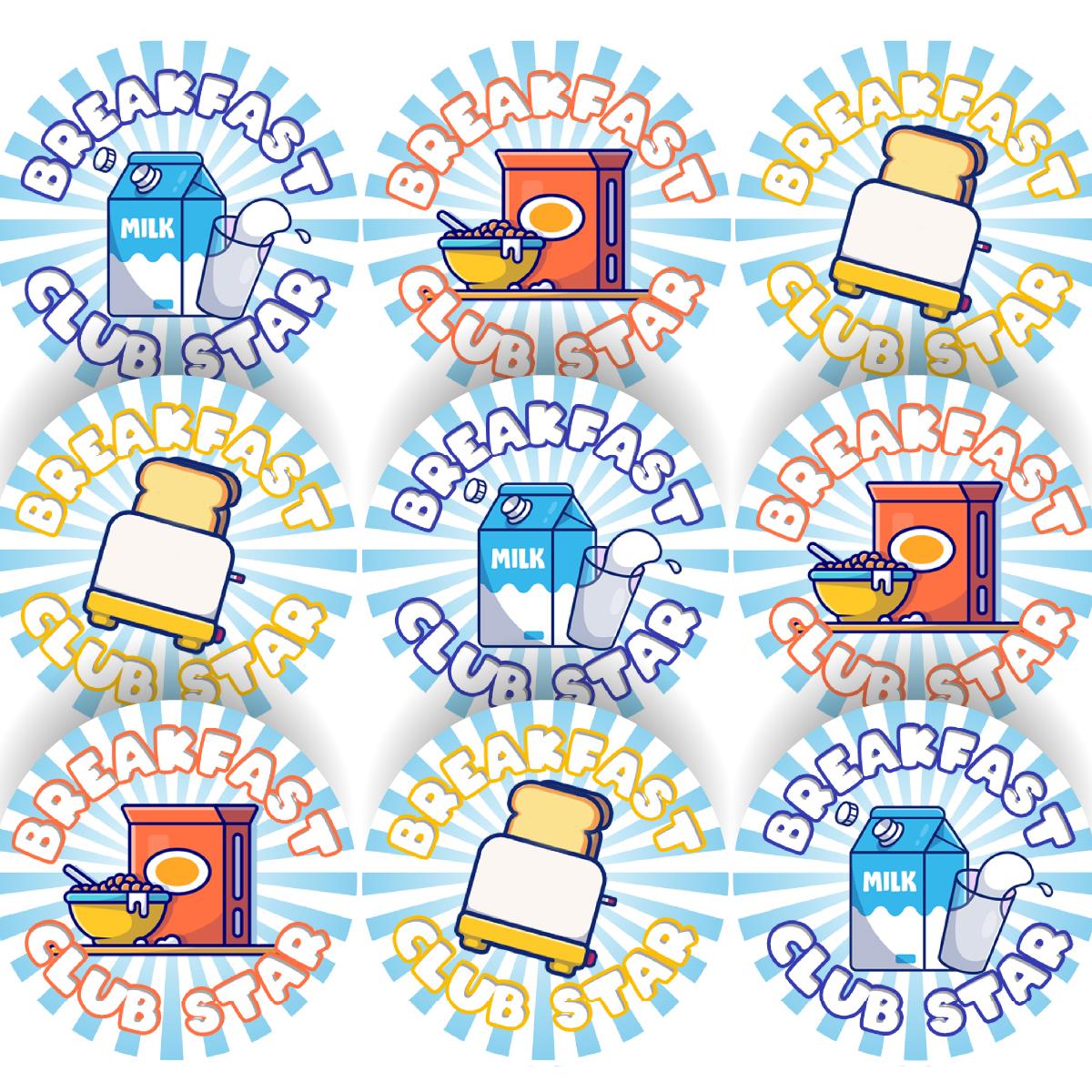144 Breakfast Club Star 30mm Reward Stickers for Teachers, Parents and Party Bags