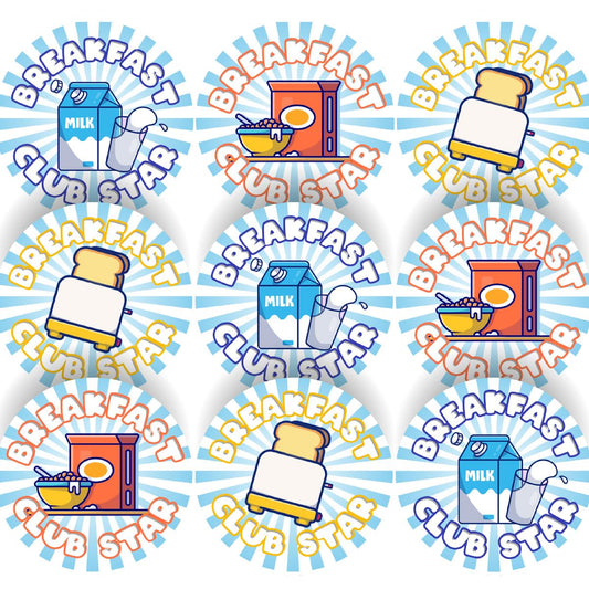 144 Breakfast Club Star 30mm Reward Stickers for Teachers, Parents and Party Bags