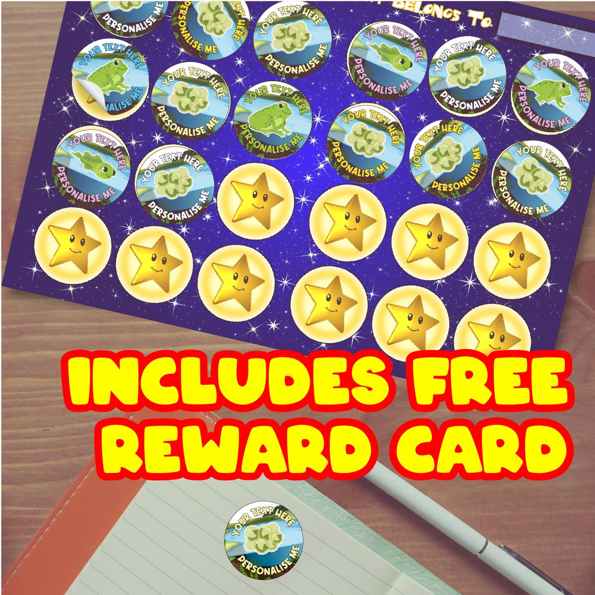 144 Personalised Tadpoles and Frogs 30mm Reward Stickers for School Teachers, Parents