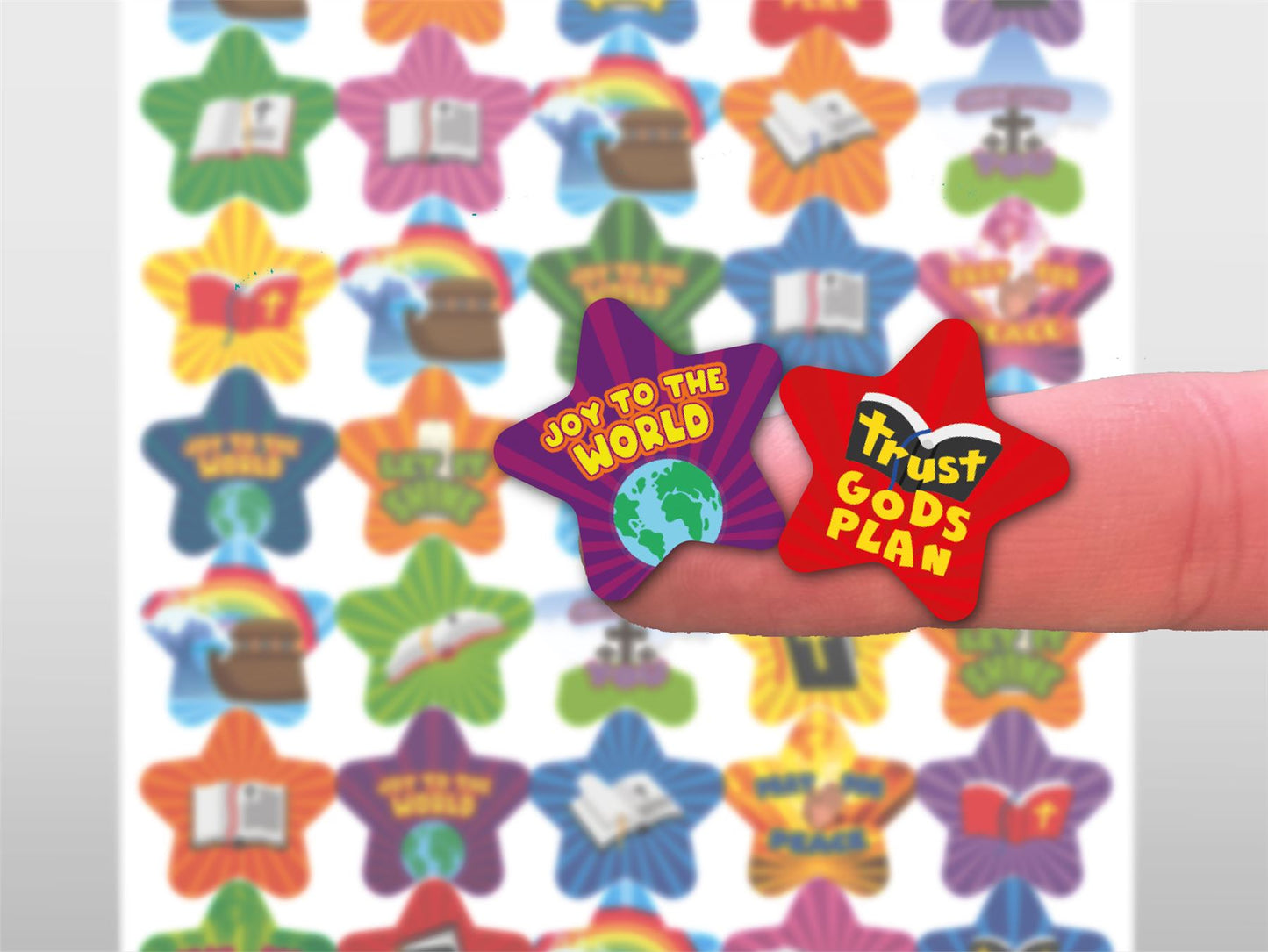 210 Bible Star Shine 25mm Shaped Children's Reward Stickers for School Teachers and Church