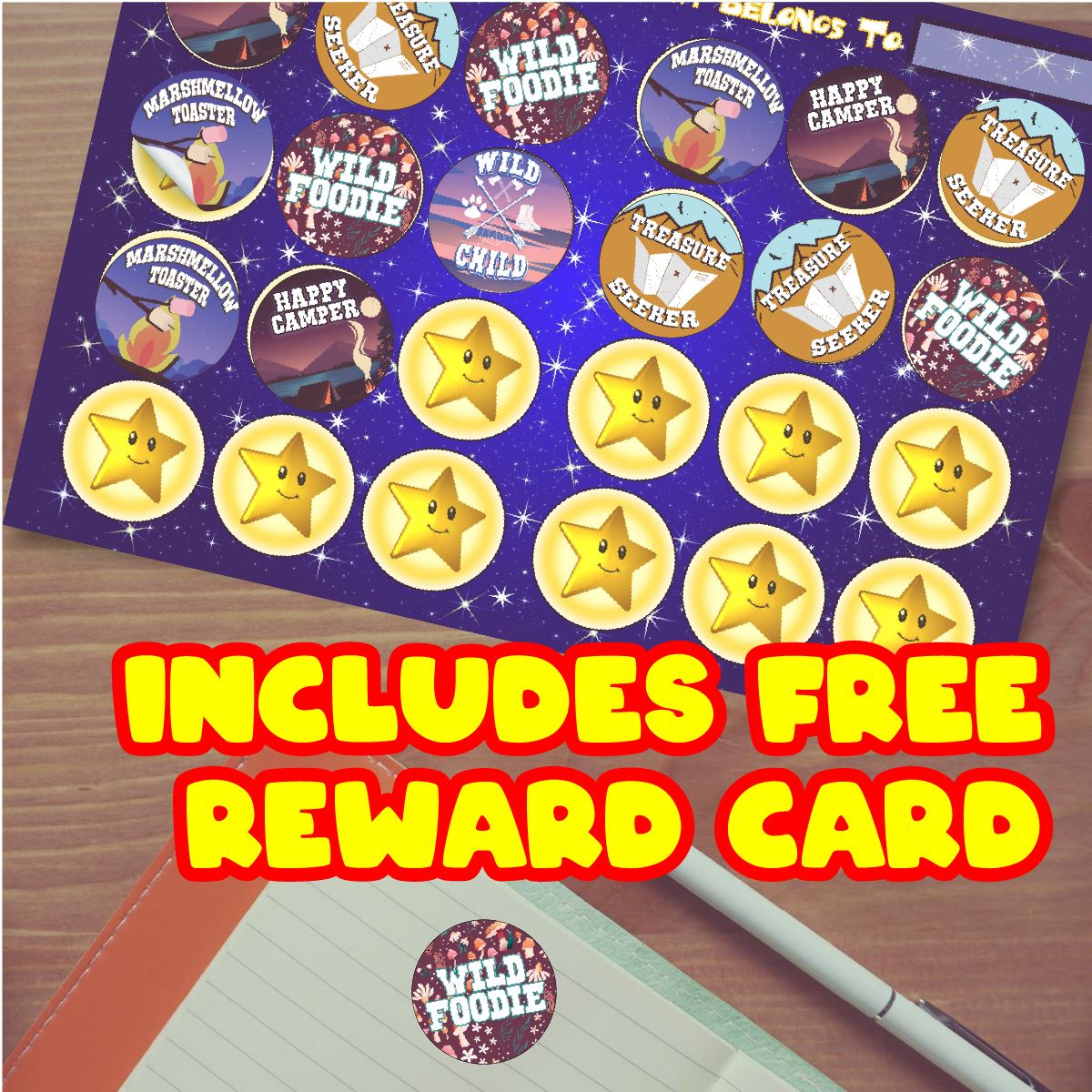 144 Wild Child Adventure Camping Stickers - 30mm - Glossy Reward Stickers for Scouts Forest School