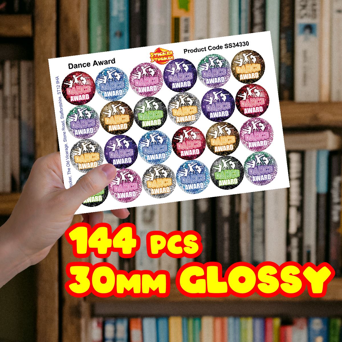 144 Dance Awards - 30mm - Glossy Reward Stickers for Teachers & Parents