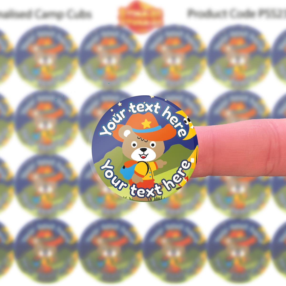 144 Personalised Camp Cubs 30mm Forest School Scout Reward Stickers for School Teachers, Parents and Nursery