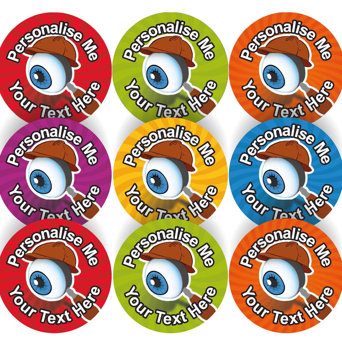 144 Spy Glass Personalised 30mm Reward Stickers for School Teachers, Parents and Nursery