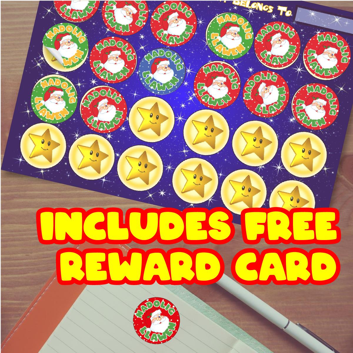 144 Merry Christmas/Nadolig Llawen Welsh 30mm Reward Stickers for Teachers, Parents