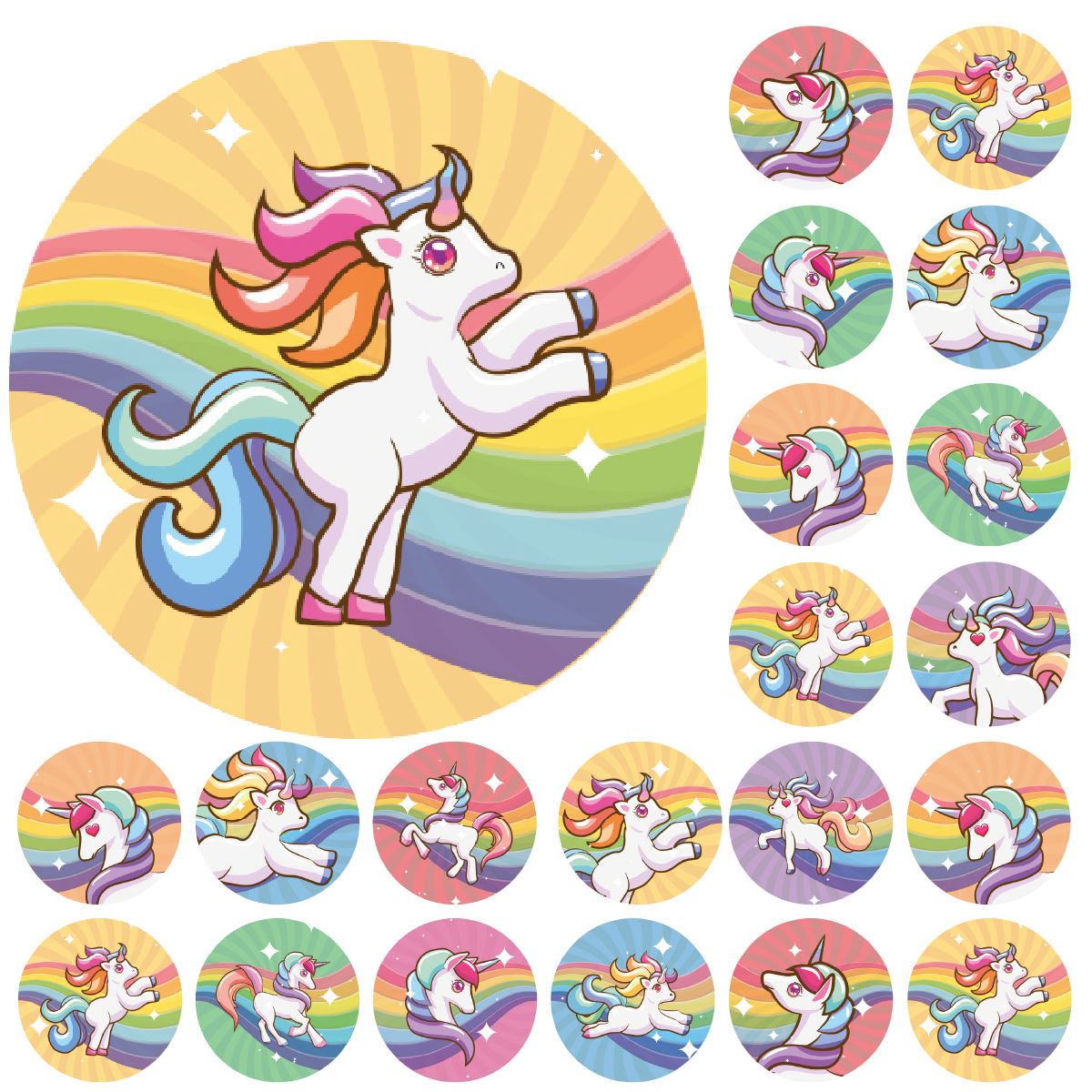 900 Colourful Mini Rainbow Unicorns Dots 10mm Glossy Teacher Reward Stickers Spot Stickers Journal Stickers
