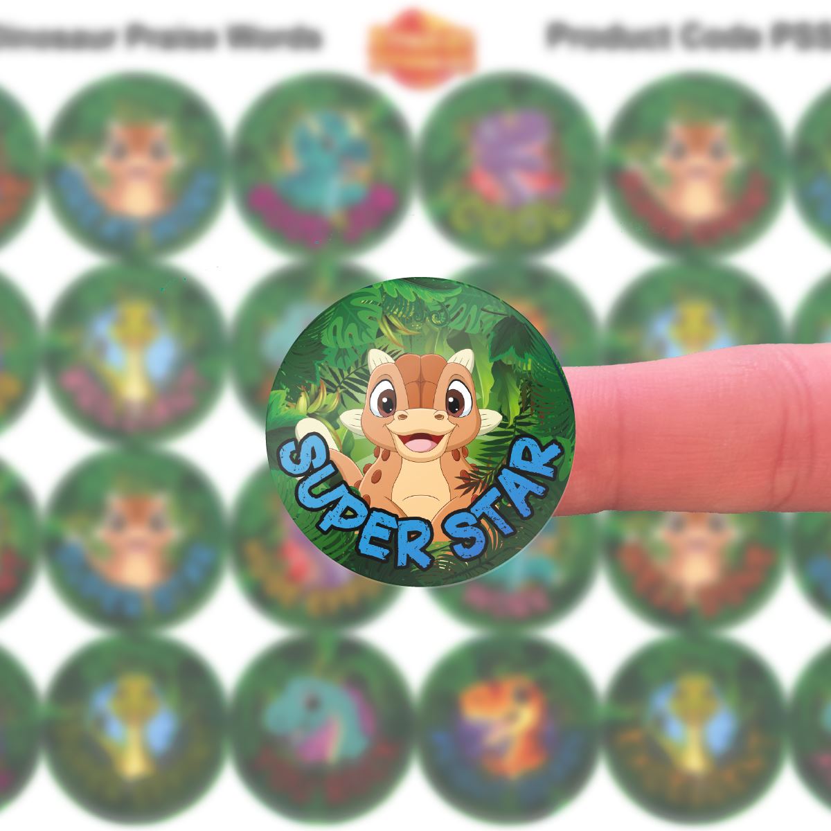 144 Dinosaur Praise - 30mm - Glossy Reward Stickers for Teachers & Parents