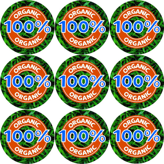 144 100% Organic themed 30mm Stickers Glossy Recycle Packaging Labels