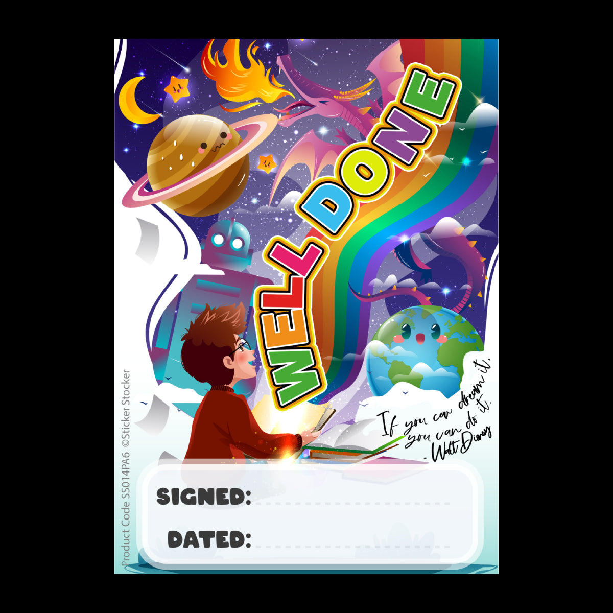 A6 Praise Note Pad 100 Sheet Incentive Chart Rewards - Dream Achieve Well Done