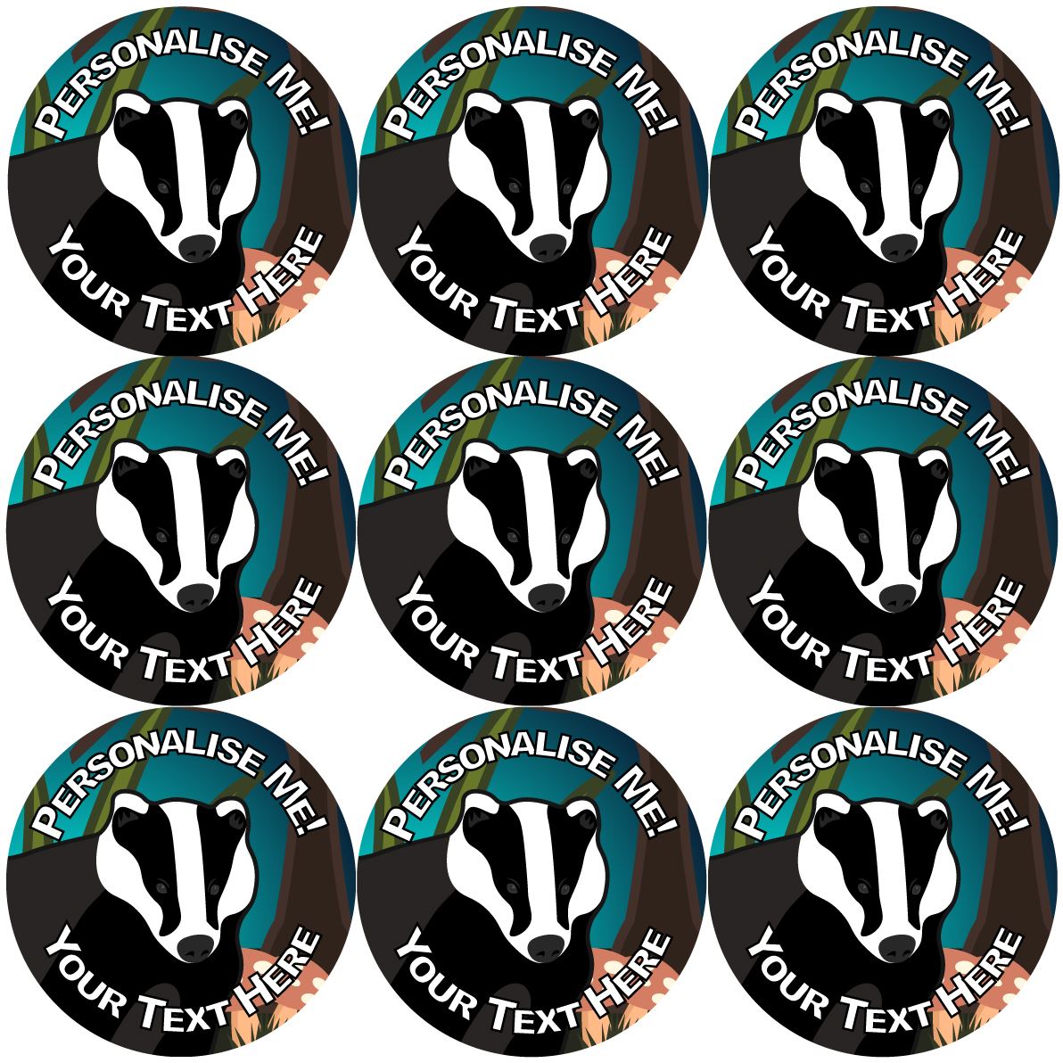 144 Personalised Night Badger 30mm Reward Stickers for School Teachers, Parents and Nursery