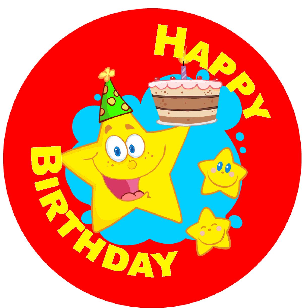 144 Birthday Star 30mm Children's Birthday Stickers for Teachers or Party Bags