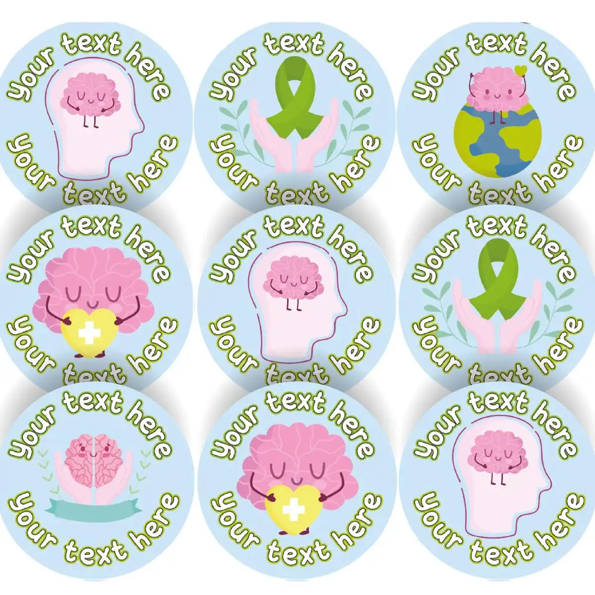 144 Mental Health Awareness Personalised 30mm Stickers Teachers, Paren ...