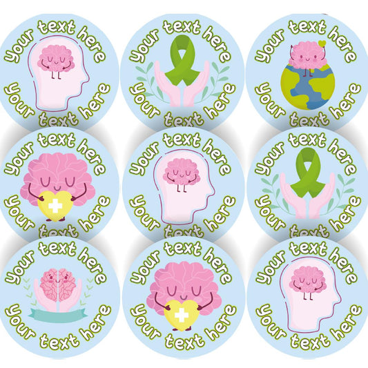 144  Mental Health Awareness Personalised 30mm Stickers Teachers, Parents, Schools (UNIQUE)
